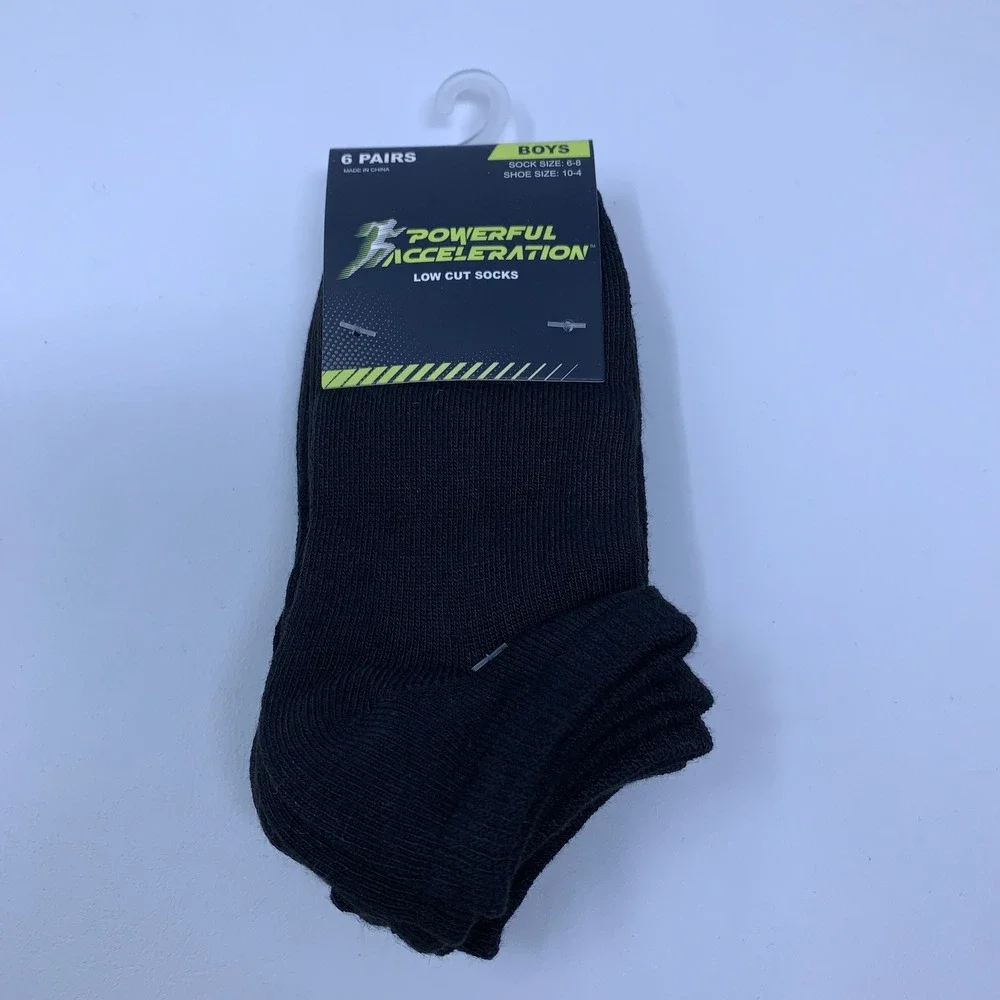 Powerful Acceleration Boys 10-4 Black 18 Pairs Low Cut Socks NWT